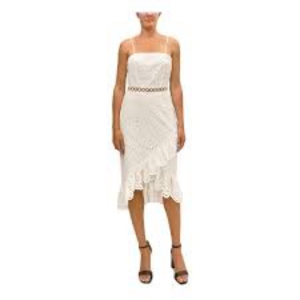 281 - Sam Edelman White Asymmetrical Sheath Spaghetti Strap Dress, Size 6